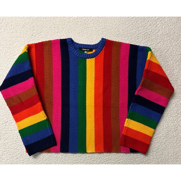 Sugar Lips Womens Reading Rainbows Sweater Medium - Picture 1 of 8